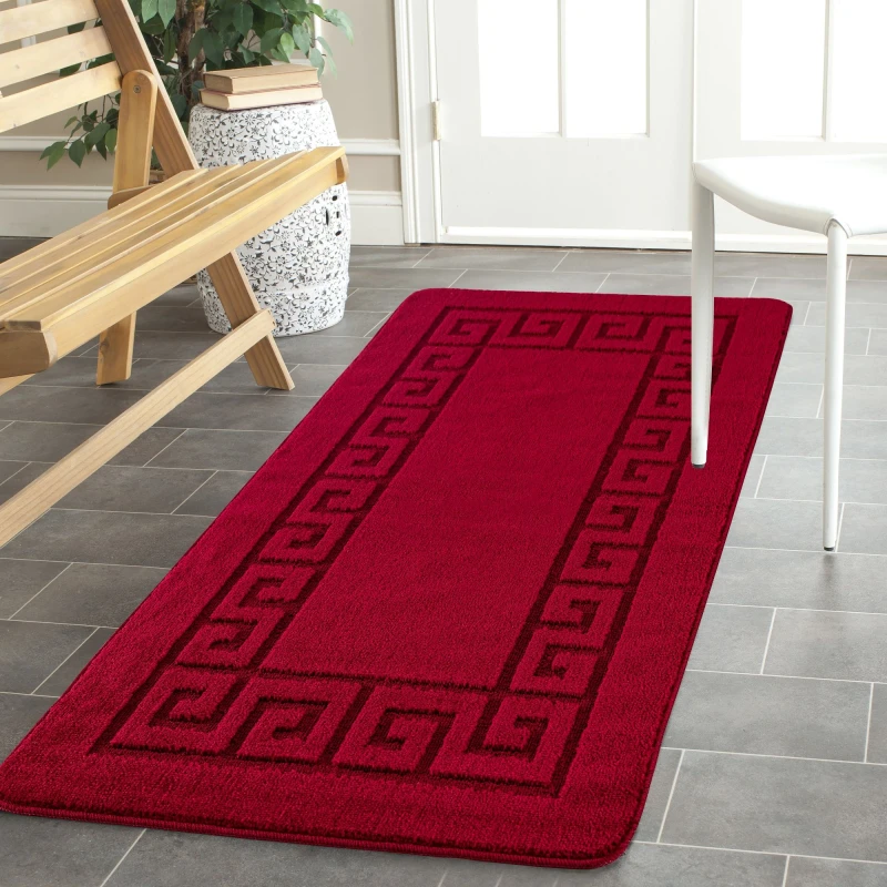 Image of Smart Living Smart Living Plain Heavy Duty Machine Washable Hallway Kitchen Non Slip Door Mat in Red Size: 80cm x 300cm Red 80cm x 300cm Unisex 8670
