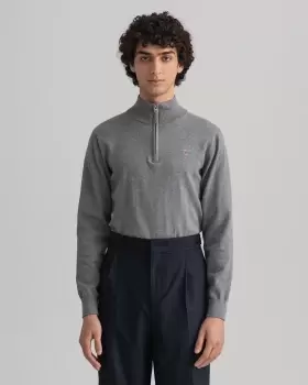 Image of GANT Men Classic Cotton Half-Zip Sweater (M) Grey