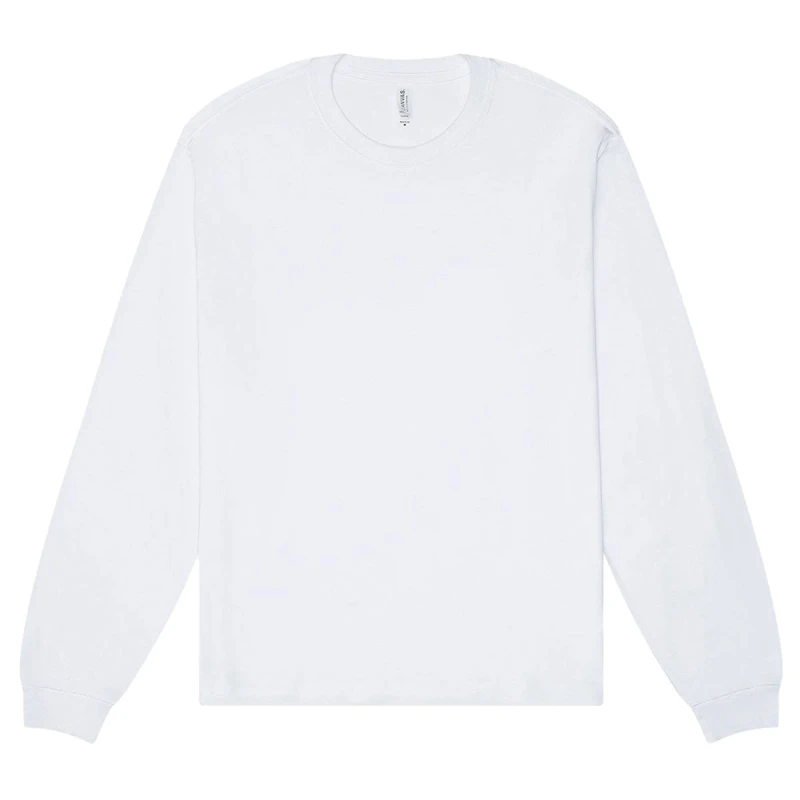 Image of Bella + Canvas Mens Heavyweight Boxy Long-Sleeved T-Shirt in White Size: XL White Male XL