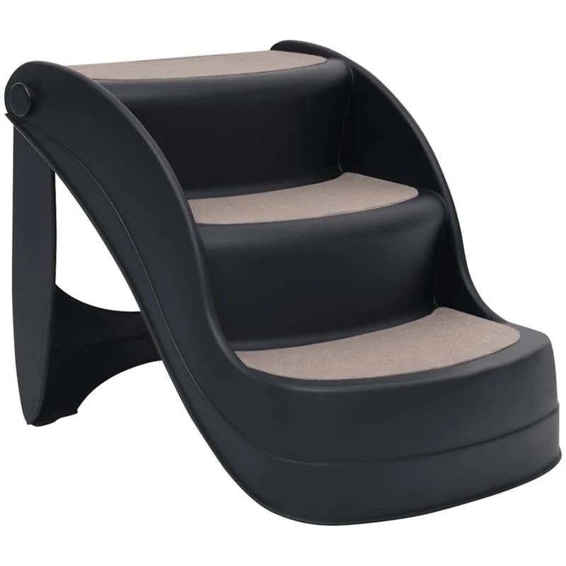 Image of VIDAXL Folding 3-Step Dog Stairs Black Vidaxl 8720286344644