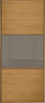 Image of Wickes Sliding Wardrobe Door Wideline Oak Panel and Cappuccino Glass - 2220 x 762mm