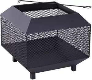 Image of Outsunny Stove Garden Square Fire Pit, Steel-Black