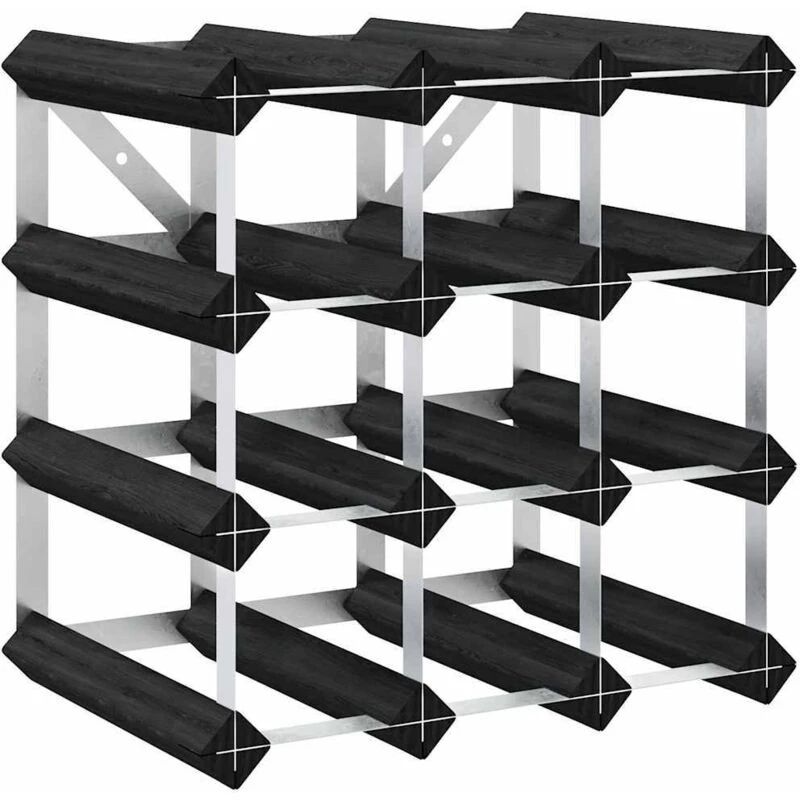Image of VIDAXL Wine Rack for 12 Bottles Black Solid Pine Wood Vidaxl 8720286204320