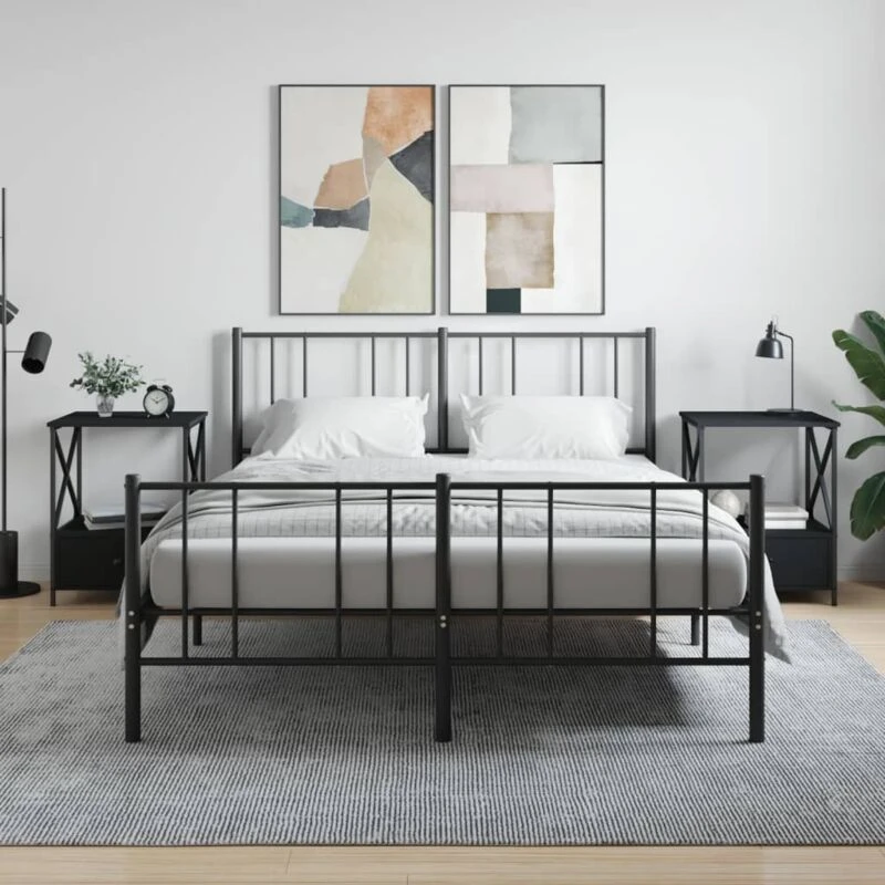 Image of Vidaxl Bedside Tables 2 Pcs Black 50X41X65cm Engineered Wood, Black 826084