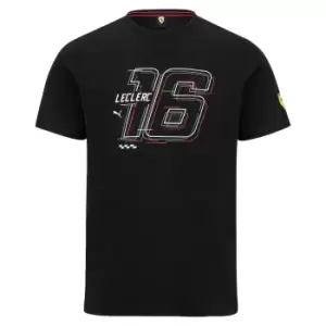 Image of 2022 Ferrari Fanwear Drivers Tee Charles Leclerc (Black)
