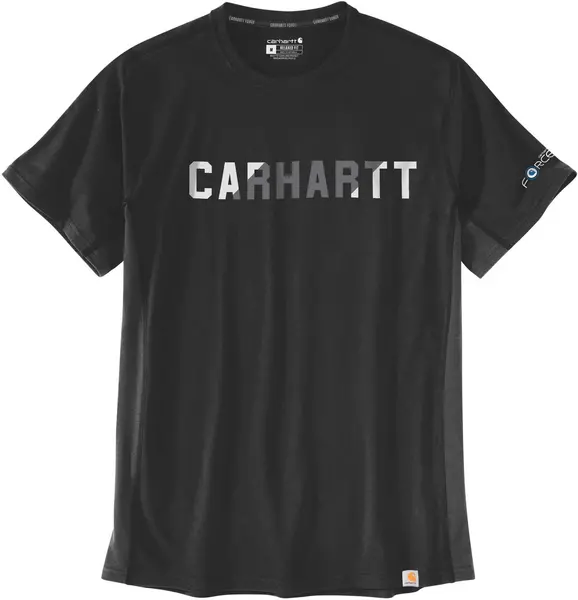 Image of Carhartt Force Flex Block Logo T-Shirt, black, Size L