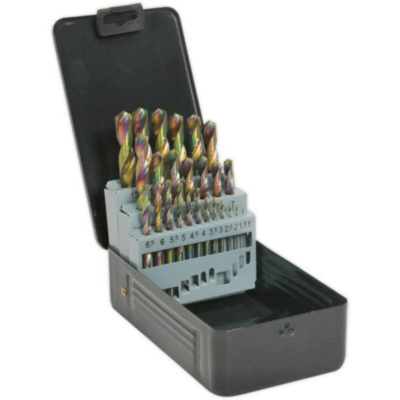 Image of Loops 25 Piece Edge Ground HSS Drill Bit Set - 1mm to 13mm - For Hand & Pillar Drills Multi