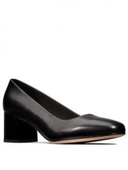 Image of Clarks Sheer Rose Heeled Shoes - Black Leather, Size 7, Women