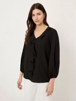 Image of Wallis Ruffle Front Blouse - Black, Size 10, Women