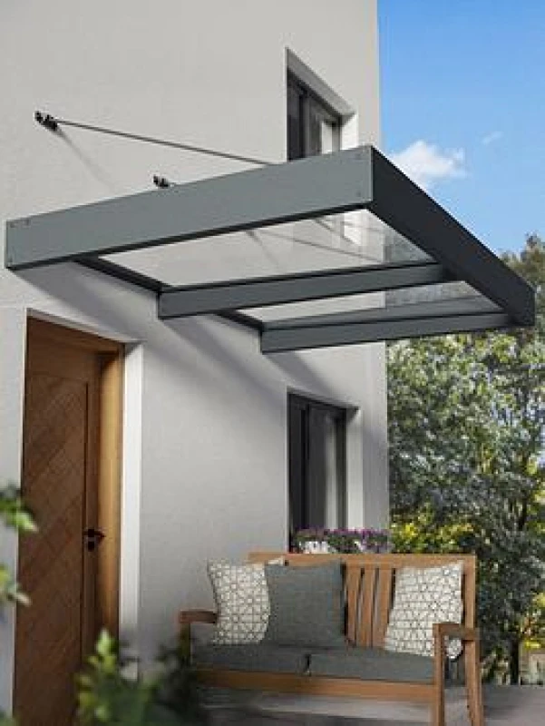 Image of Palram - Canopia Palram Canopia 2000mm XL Sophia Door Awning - Grey Clear