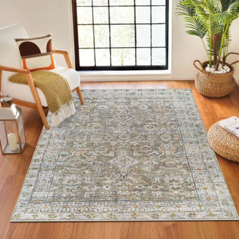 Image of Becki Owens X Livabliss Machine Washable Oriental Boho Khaki/light Silver Darling Area Rug 200 X 275cm - Ideal For Living Room