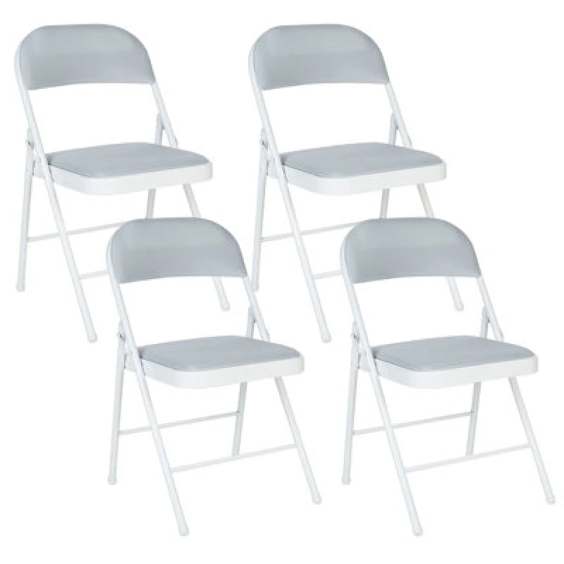 Image of Beliani Set Of 4 Folding Chairs Sparks Light Grey