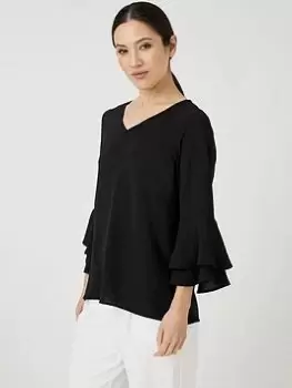 Image of Wallis Flute Sleeve Top - Black, Size 20, Women