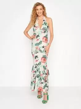 Image of Long Tall Sally Halter Neck Floral Midi Dress, Pink, Size 14, Women