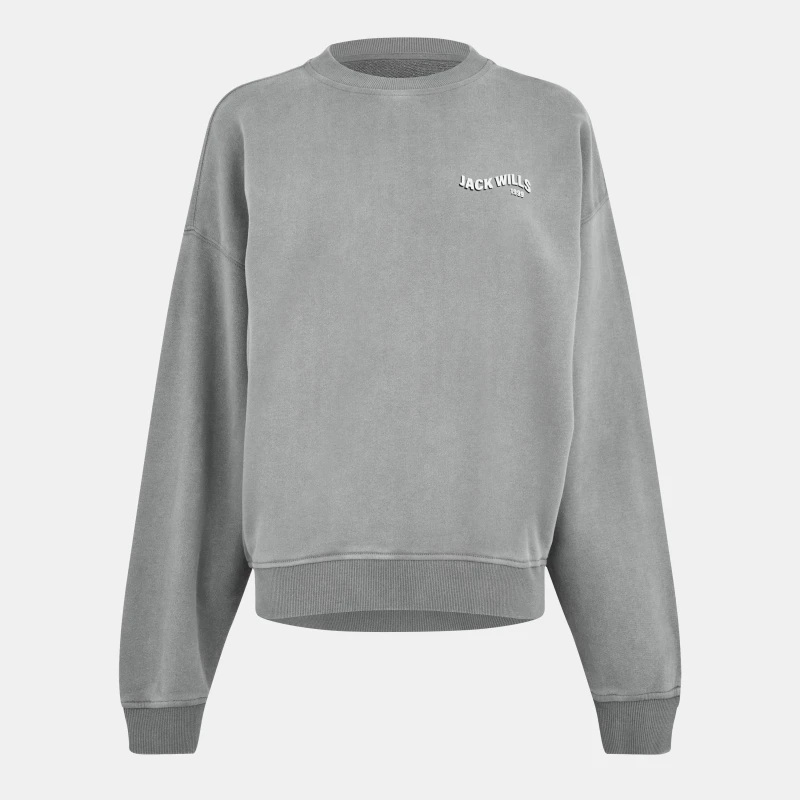 Image of Jack Wills Womens JW Washed Crew Sweatshirt Grey Washed female 6 (2XS)
