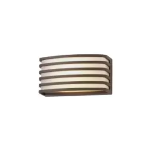 Image of Kiantone Outdoor Wall Lamp, E27, IP54, Matt Brown, Opal PC Shade