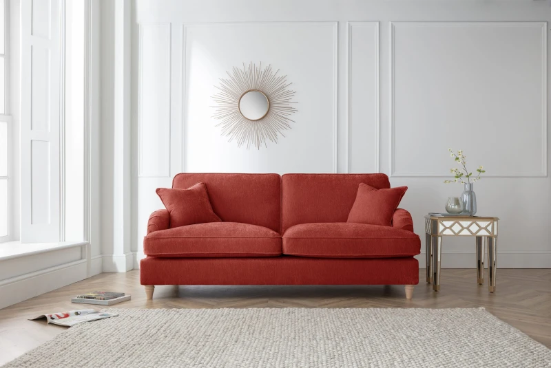 Image of The Great Sofa Company Orla 3 Seater Sofa Manhattan Navy in Terracotta Terracotta Unisex