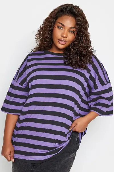 Image of Yours Oversized Boxy T-Shirt Purple