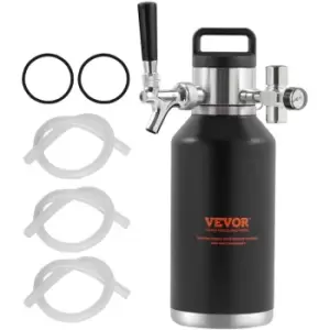 Image of VEVOR Beer Growler Tap System, 64Oz 1.89L Mini Keg, 304 Stainless Steel Pressurized Beer Growler, Keg Growler with Pressure Display, CO2 Regulator
