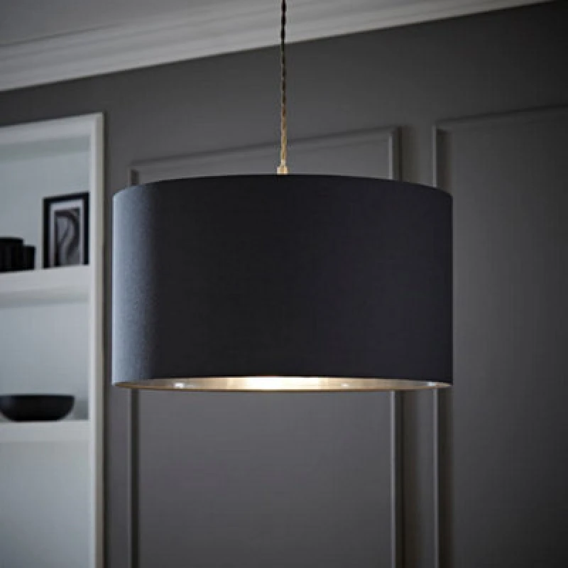 Image of ValueLights ValueLights Reni Charcoal with Metallic Chrome Inner Easy Fit Ceiling Lamp Shade Size: Large Charcoal Large Unisex 5016529270683
