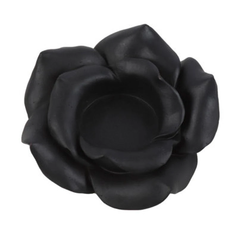 Image of Something Different Something Different Rose Resin Tealight Holder in Black One Size Unisex 5063425986651