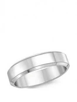 Image of Love GOLD 9ct White Gold 5mm Bevel Edge Wedding Band, White Gold, Size J, Men