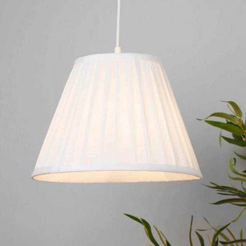 Image of Lighting Collection White Pleat Soft Textured Tapered Fabric Pendant Light Shade