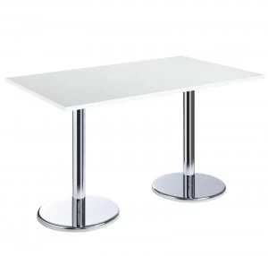 Image of Pisa Rectangular Table With Round Chrome Base 1300mm x 800mm - White