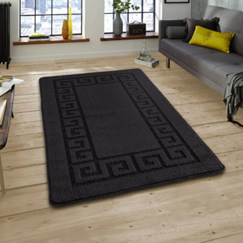 Image of Smart Living Heavy Duty Machine Washable Runner For Hallway, Kitchen Non Slip Floor Mats, Door Mat 50Cm X 80Cm - Black