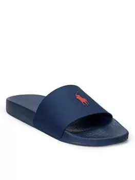 Image of Polo Ralph Lauren Polo Slides, Navy, Size 10, Men