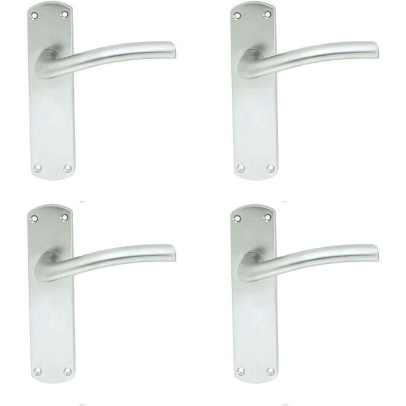 Image of Loops 4x PAIR Rounded Curved Bar Handle on Latch Backplate 170 x 42mm Satin Chrome Multi