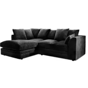 Image of Canolo Luxury LHF Corner Chaise Jumbo Cord Sofa - Black - Black