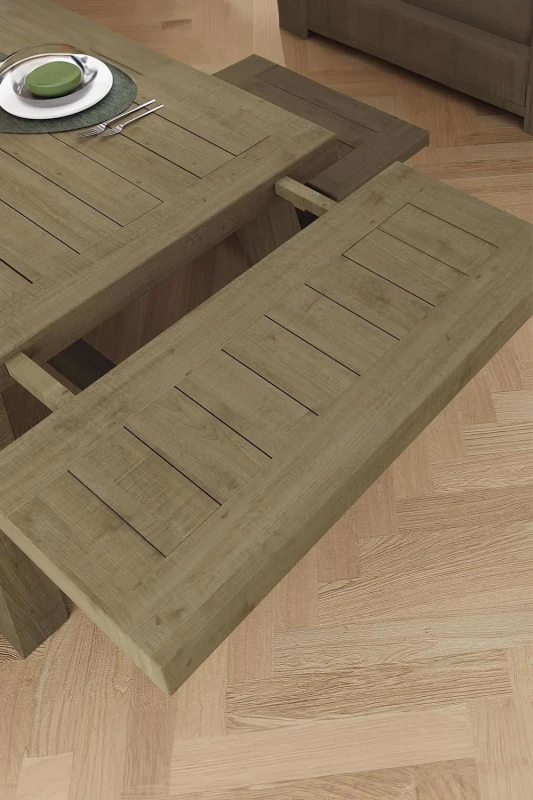 Image of FWStyle Exquisite Solid Reclaimed Pine Extension Leaf Brown