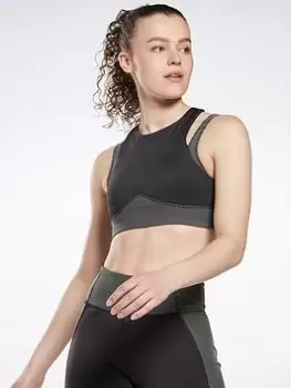 Image of Reebok Studio Layered Bra Top, Black, Size S, Women