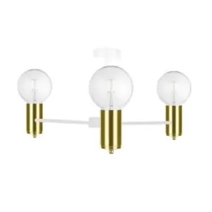 Image of Arde Multi Arm Semi Flush Ceiling Light White, Gold, 60cm, 3x E27