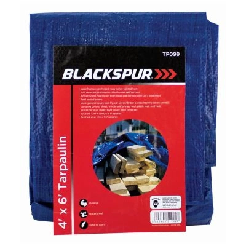 Image of Blackspur 4' (1.2m) x 6' (1.8m) TARPAULIN - Blue 13313AWUK