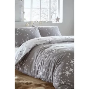 Image of Galaxy Grey Brushed Cotton Flannelette Reversible Duvet Set