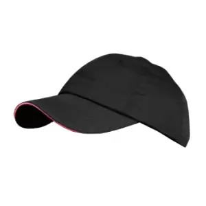 Image of Result Plain Premium Heavy Brushed Baseball Cap (Pack of 2) (One Size) (Black/Red)