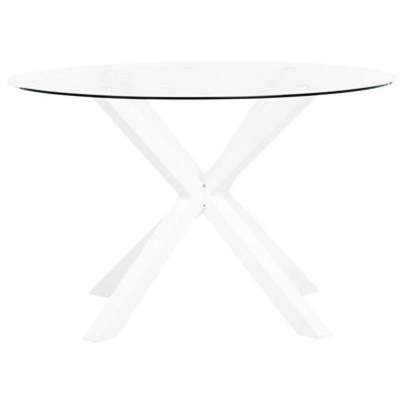 Image of Beliani Garden Dining Table Maletto 120 Cm 120 Cm Glass White
