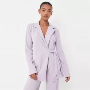 Image of Missguided Tall Jersey Belted Blazer - Purple
