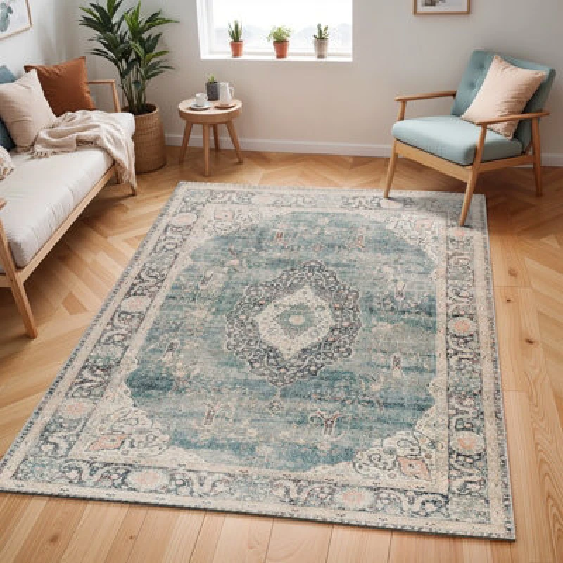 Image of Becki Owens X Livabliss Vintage Oriental Boho Ivory/slate Marlene Area Rug 117 X 170 Cm - Easy Care, Ideal For Living Room