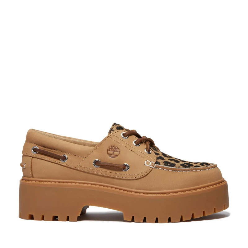 Image of Timberland Stone Street Boat Shoes Beige/Leopard Print Women 36 (3.5);41 (7);40 (6.5);39 (5.5 to 6);38 (5);37 (4)