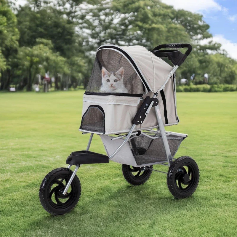Image of KIDKID PET Foldable Pet Stroller for Cats and Dogs Light Grey unisex One size