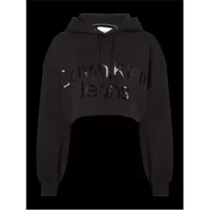 Image of Calvin Klein Jeans Shiny Institutional Hoodie - Black