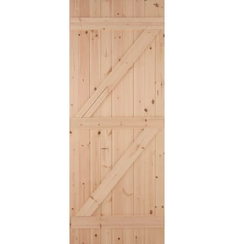 Image of JELD-WEN Ledged & Braced Unfinished Natural Redwood External Shed Door - 1981mm x 838mm (78x33 inch) Softwood Jeld Wen E29LB
