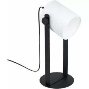 Image of Adjustable Table Lamp Desk Light Black & White Fabric Shade 1 x 28W E27 Bulb