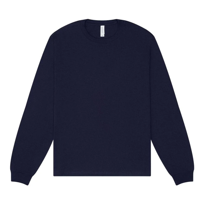 Image of Bella + Canvas Mens Heavyweight Boxy Long-Sleeved T-Shirt in Navy Size: XS Navy Male XS