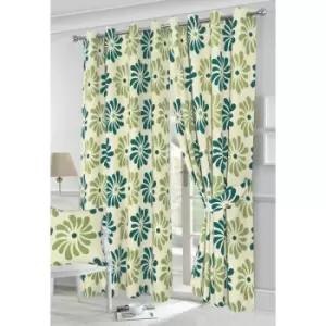 Image of Dreamzone - Petals eyelet curtains - Teal - 90x108 - Teal