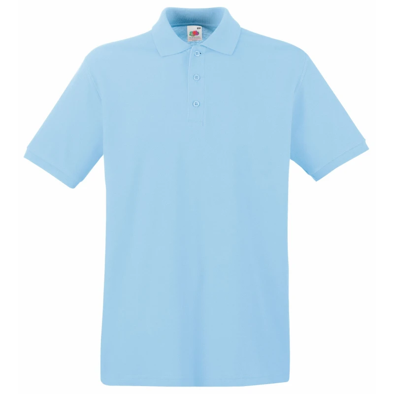 Image of Fruit Of The Loom Fruit of the Loom Men Premium Short Sleeve Polo Shirt in Blue Size: Small Blue S Male 5055747696080