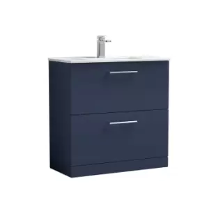 Image of Nuie Arno 800mm Floor Standing 2 Drawer Vanity & Basin 2 Electric Blue